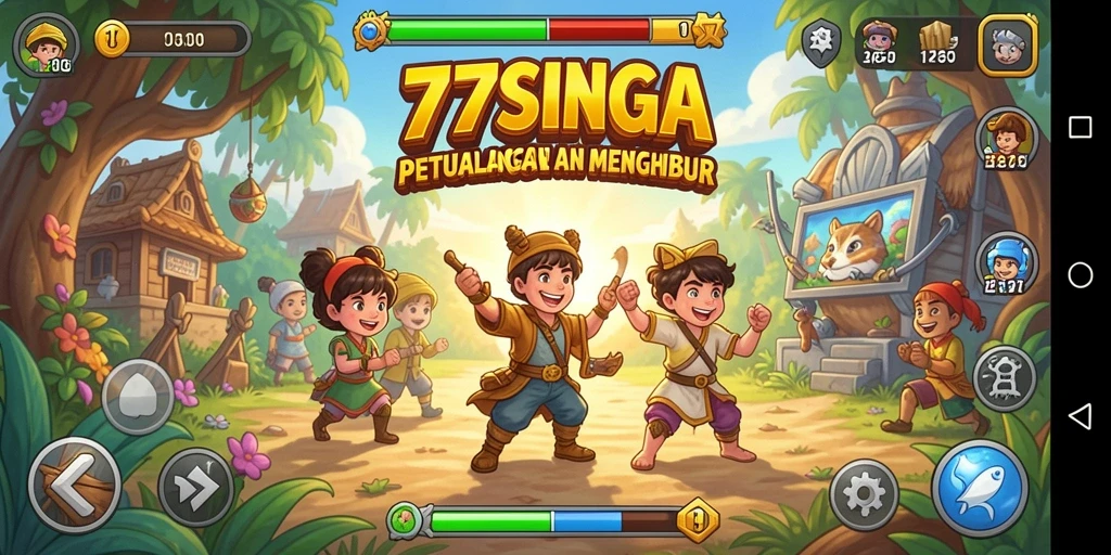 Screenshot utama 77SINGA menampilkan aksi seru dalam permainan Arcade.