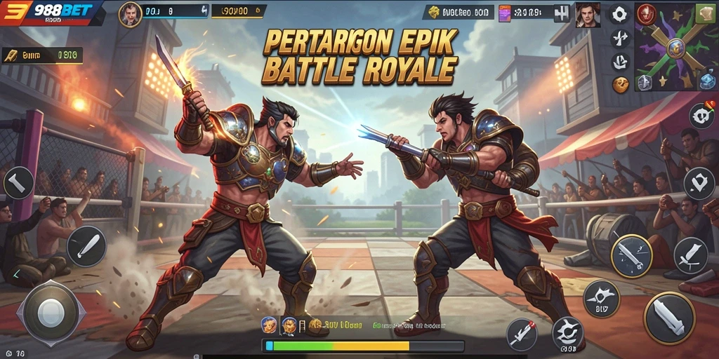 Gameplay Battle Royale seru dengan pertarungan epik di 988BET.