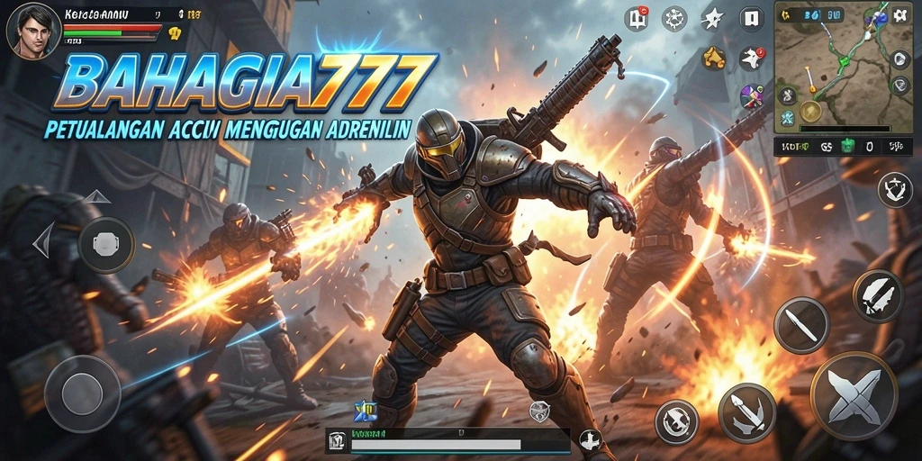 Tampilan gameplay mendebarkan BAHAGIA777 saat melawan musuh.