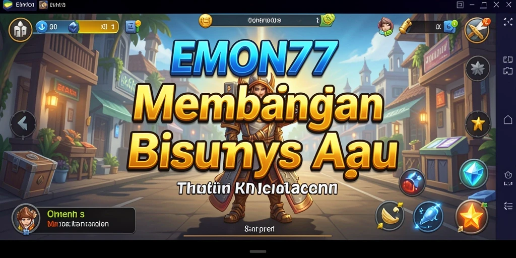 Screenshot gameplay EMON77 menampilkan aksi membangun bisnis yang seru.