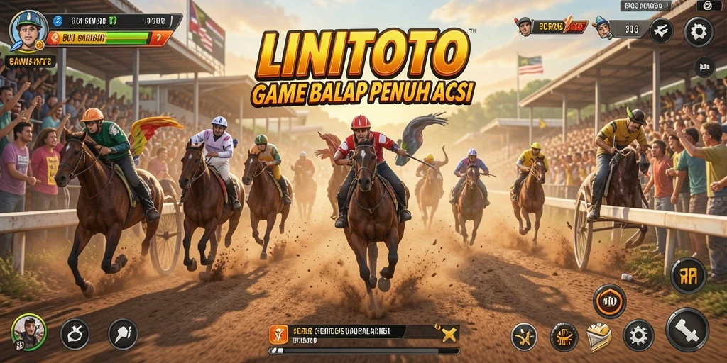Tampilan gameplay LINITOTO dengan aksi balap yang menegangkan.