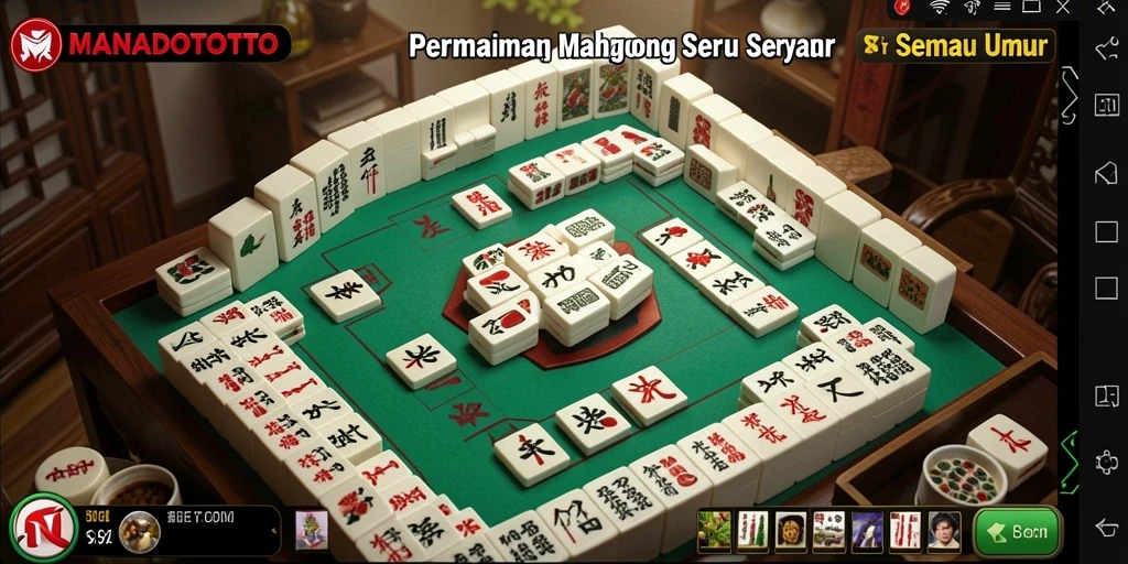 Tampilan gameplay Mahjong yang menarik dan penuh warna.