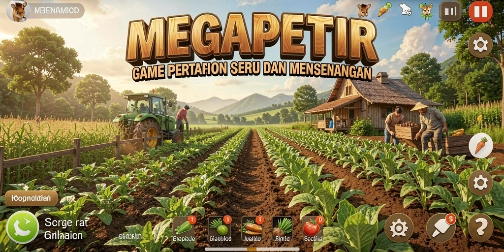 Screenshot gameplay MEGAPETIR menampilkan aktivitas bertani yang seru.