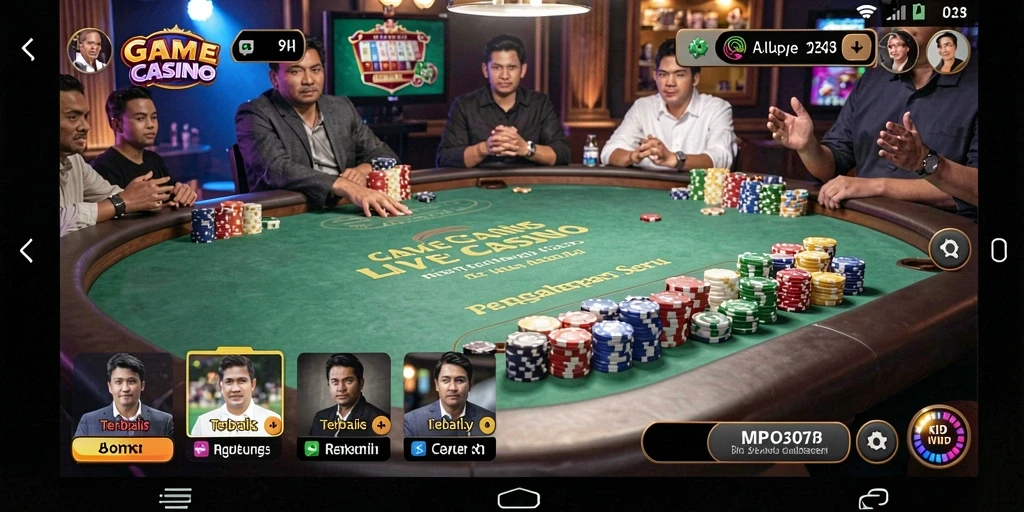 Screenshot gameplay Live Casino MPO303 yang menampilkan dealer langsung dan meja permainan.