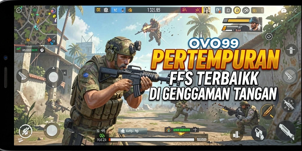 Screenshot OVO99 menampilkan aksi pertempuran FPS yang mendebarkan.