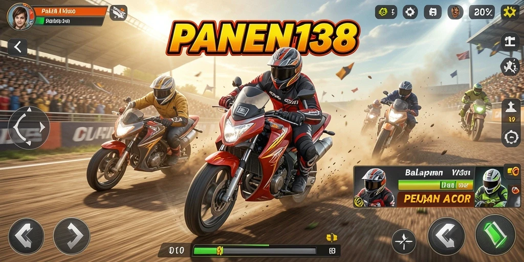 Gameplay menegangkan dari PANEN138 dengan aksi balapan motor yang seru.