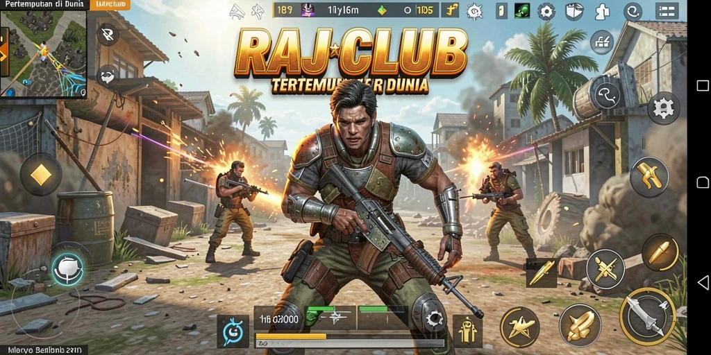 Tampilan menunjukkan aksi seru dalam pertempuran RAJACLUB yang memikat.