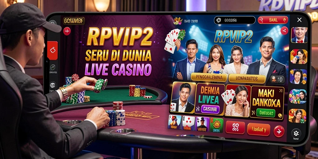 Tampilan gameplay RPVIP2 yang menghadirkan suasana kasino langsung.