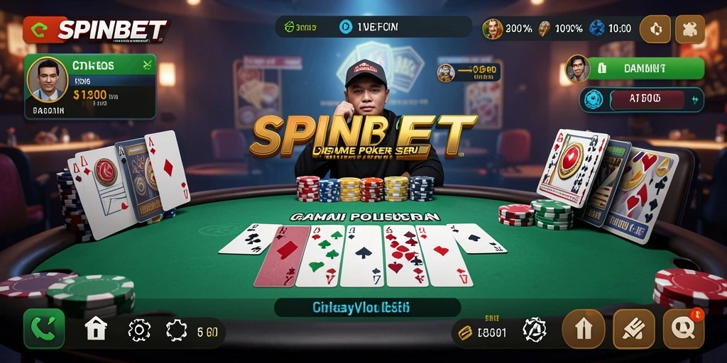 Tampilan menarik dari gameplay poker di SPINBET.