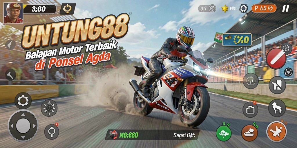 Tangkapan layar gameplay UNTUNG88 yang mendebarkan dalam balapan motor.