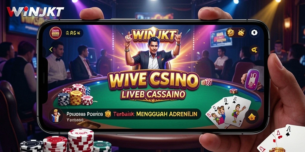 Tangkapan layar WINJKT menunjukkan dealer langsung yang ramah dan suasana kasino yang mendebarkan.